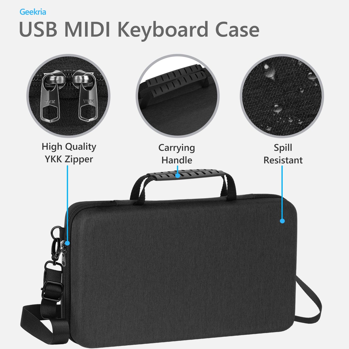 Geekria USB MIDI Keyboard Controller Hand Case, Compatible with Arturia MiniLab 3 / MiniLab MkII 25 Slim-Key, Hard Shell Travel Carrying Bag (Dark Grey)