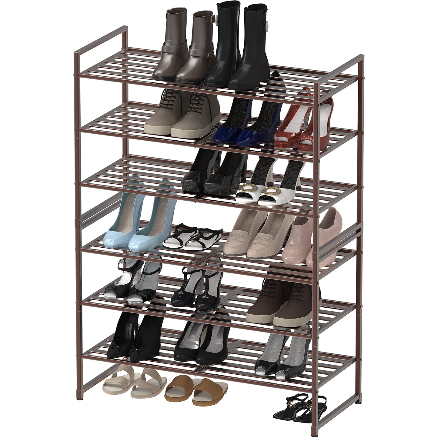 Simple Houseware 3-Tier Stackable Metal Panel Shoe Racks with Shelves for Storage Organizer, Bronze