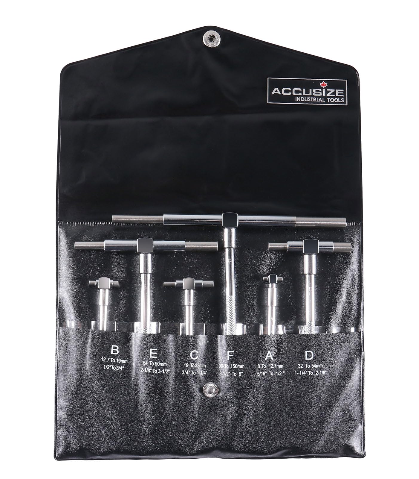 Accusize Industrial Tools 5/16'' - 6 Inch, 6 Pc Telescoping Gage with Self-Centring Double-Action System, 3602-5011