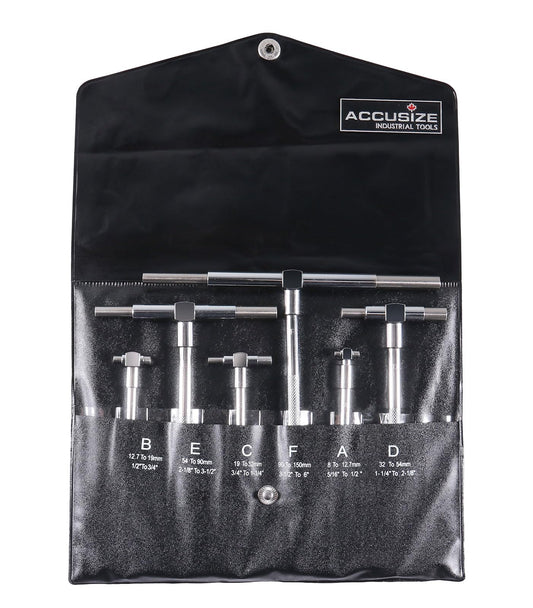 Accusize Industrial Tools 5/16'' - 6 Inch, 6 Pc Telescoping Gage with Self-Centring Double-Action System, 3602-5011