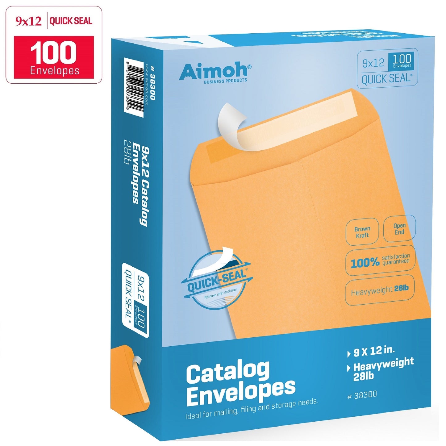 9 X 12 Self-Seal Brown Kraft Catalog Envelopes - 28lb - 100 Count (38300)