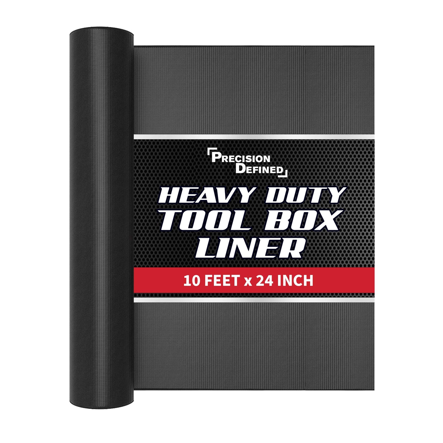Precision Defined Professional Grade Tool Box Liner, 24" x 10 ft, Black | Tool Box Drawer Liner, Shelf Liner Non Slip Mat, Thick Cabinet Shelf Liner, Toolbox Drawer Liner