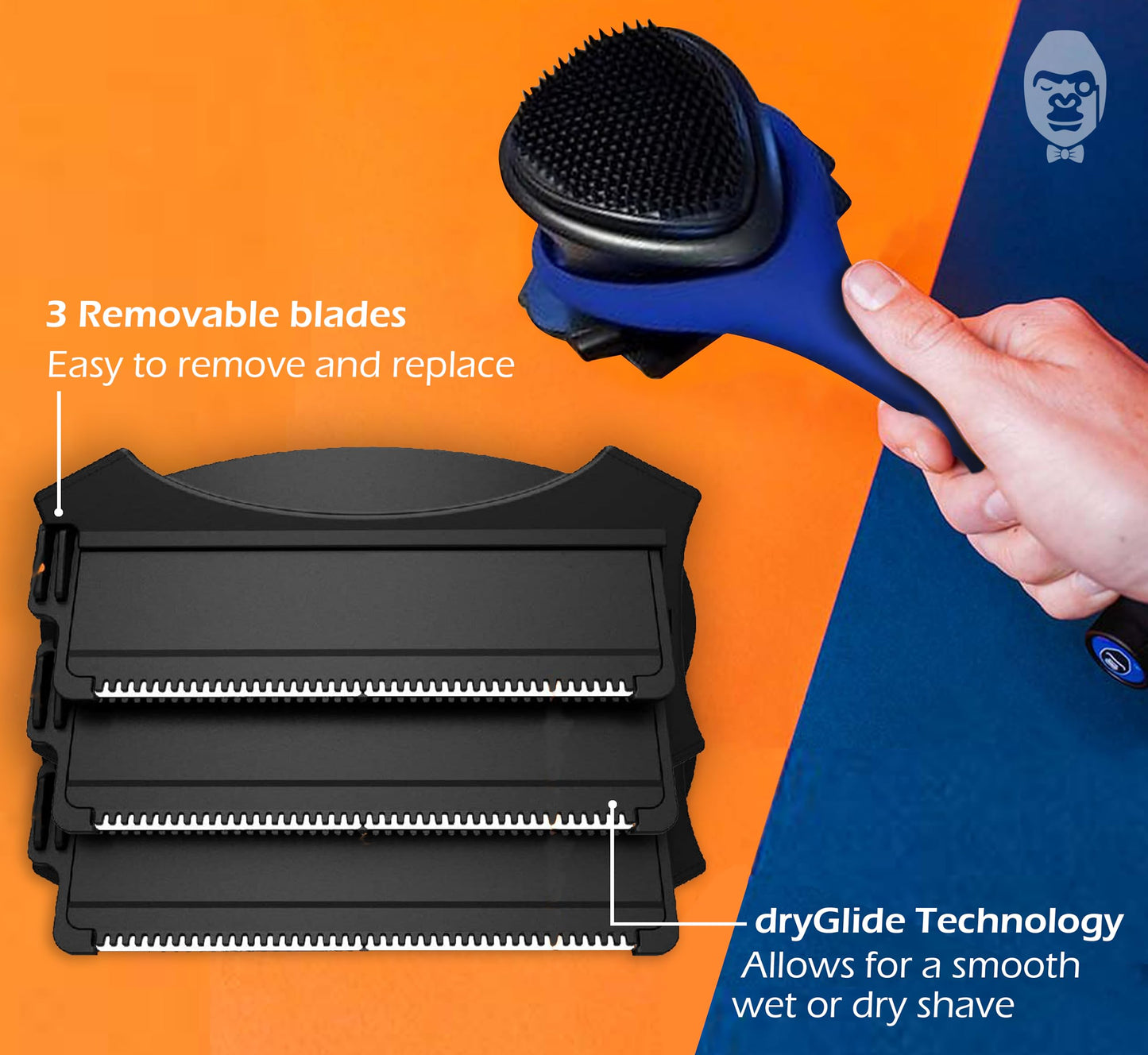 baKblade 2.0 Elite Back Shavers for Men: The DIY Back Hair Shaver for Men with Safety Blade Technology & Ergonomic Handle, Wet or Dry Shaving (Extra Blades Included)