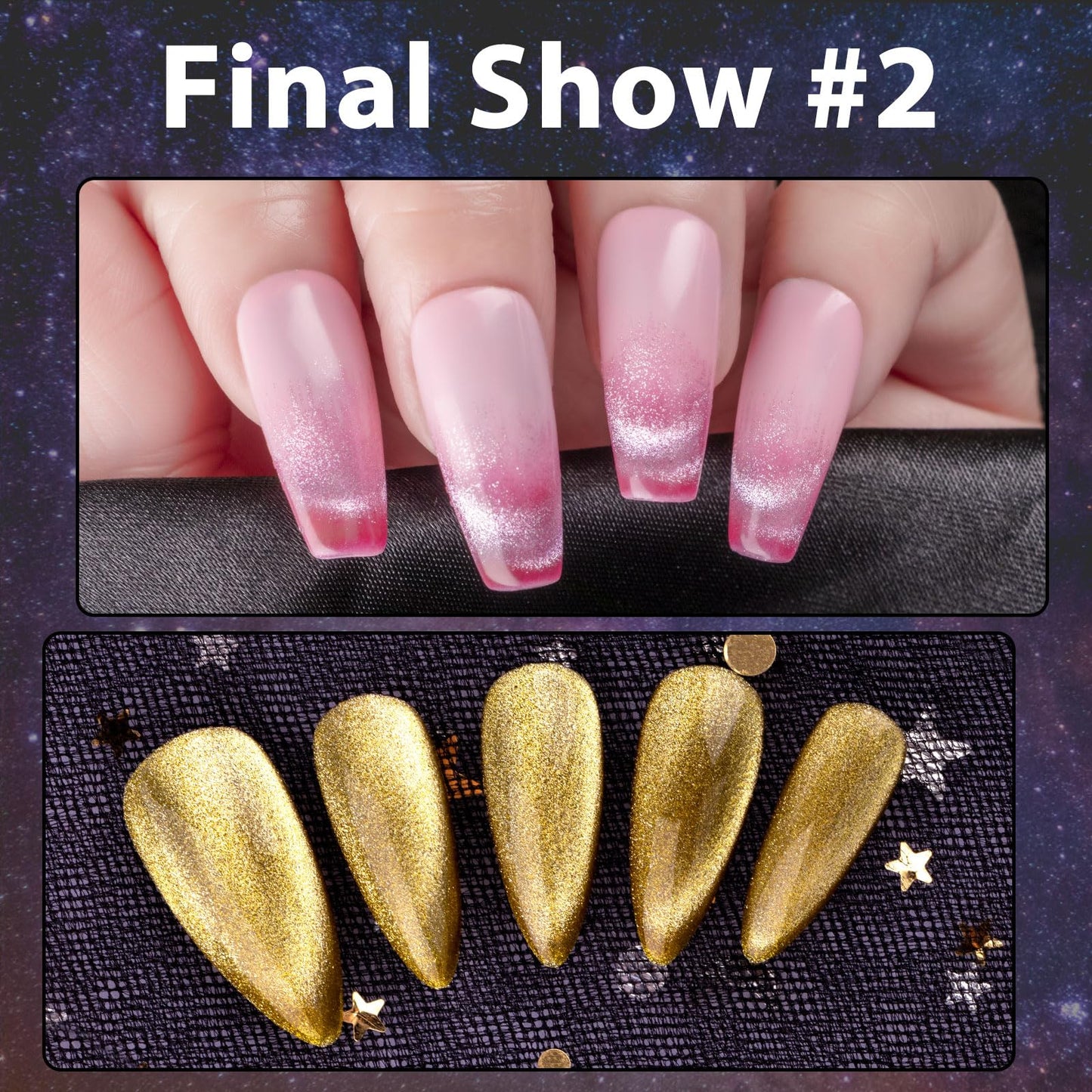 Clara Colors Cat Eye Gel Nail Polish Set of 12 Colors Magnetic Nail Polish Set Holographic Glitter 9D Galaxy Series Cat Eye Gel Polish Set with 2 Magnet Stick for Home DIY Soak Off UV LED Manicure Nail Salon