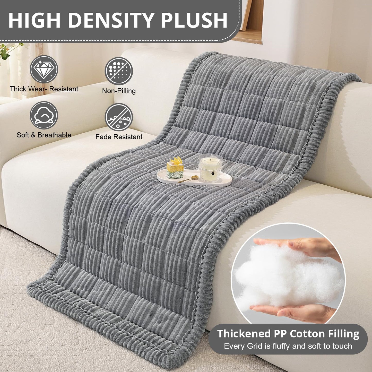 OstepDecor Couch Cover for Dogs, Washable Sofa Covers 4 Seater, Pet Friendly Couch Cover Blanket, Soft Sofa Slipcovers Cushion Protector for Leather, Sectional, Loveseat (35.4" x 82.7", Dark Grey)