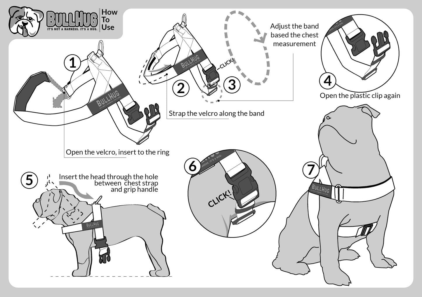 BULLHUG Adjustable Dog Harness – No Pull, No Choke – for English Bulldogs, French Bulldogs, Pugs & Broad-Chested Breeds – Easy, Safe Walks (Pink Floral, Large)