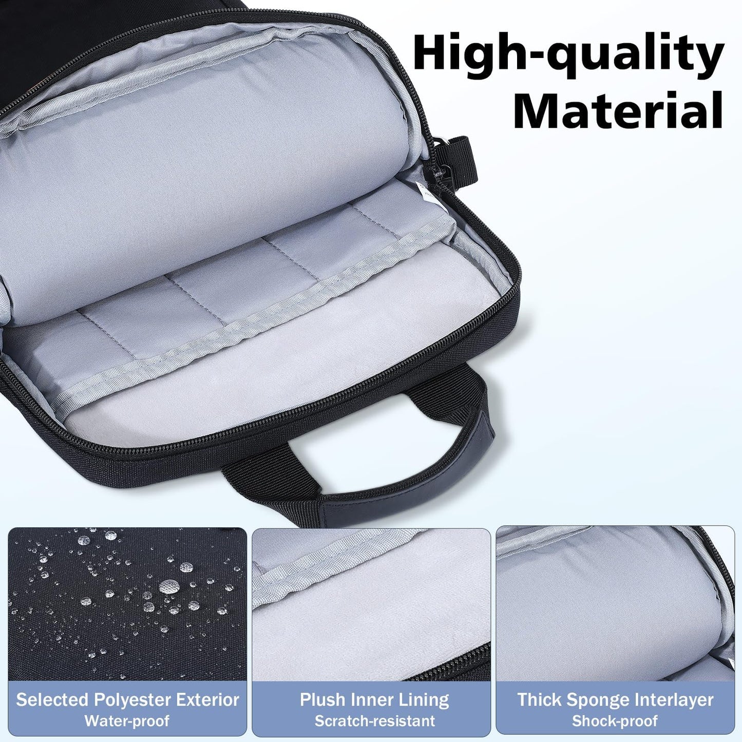 MoKo 13.3-14 inch Laptop Sleeve Bag for New 13-inch Mac Air/Pro M4, 14" Mac Pro M3/M2/M1, 13" MacAir M3/M2/M1, Carrying Case with Multi-Pockets & Removable Shoulder Strap, Black