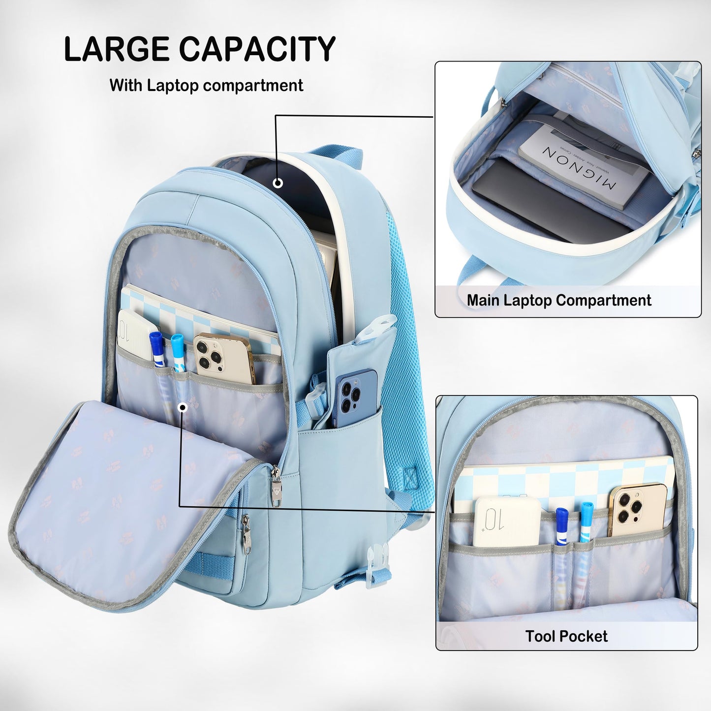 Laptop Backpacks 15.6 Inch School Bags College Backpack Anti Theft Travel Daypack Large Bookbags for Teens Girls Women (Blue)