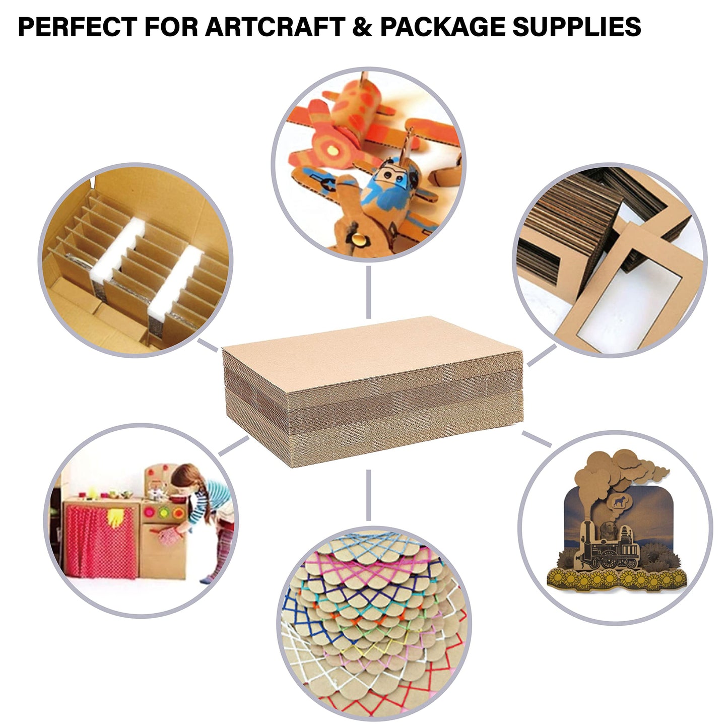 200 Packs 4x6 Inch Corrugated Sheets, Premium Pads Inserts Bulk Flat for T-Shirts, Shipping, Mailing, Cardboard Divider Backing and Crafts (Kraft)