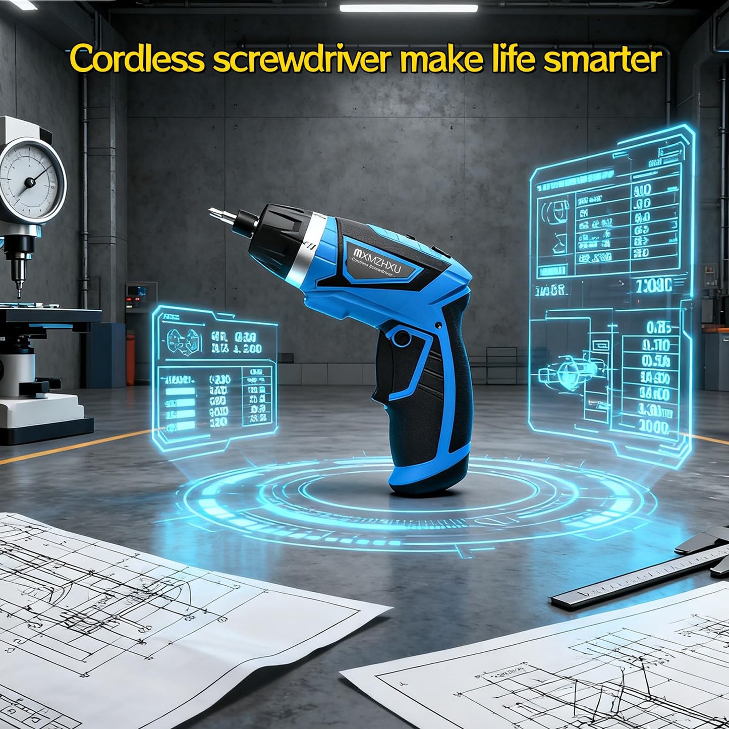 8V Cordless Electric Screwdriver,6+1 Torque Settings 10N·m 180°Adjustable Electric Screwdriver Set 50 Pcs Drill Rechargeable Battery,2Position Handle,Flexible Shaft,LED Light,for Home and Office.Blue