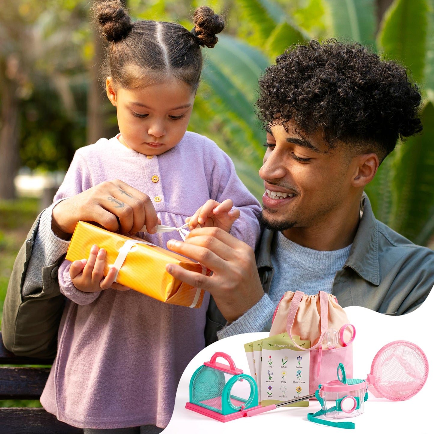 ROBOTIME Kids Explorer Kit & Bug Catcher Kit for Kids, 10PCS Bug Catcher Kit, Bug Catching Kit, Exploration Set Camping Gear for Toddlers, Outdoor Adventure Toys Gift for Girls 3-12 (Pink)