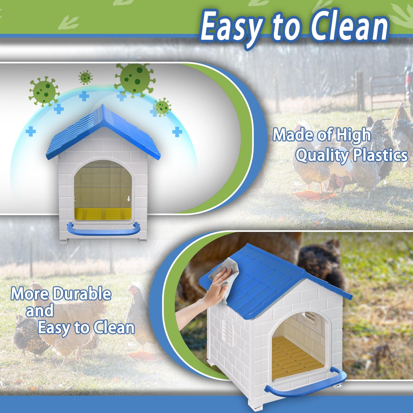 Chicken Nesting Box for Laying Eggs 1/2/3 Pack Large Easy to Assemble Hen Plastic Nesting Box with Washable Nesting Pad for Chicken Coop Wall or Ground Mounted (1 Pack)