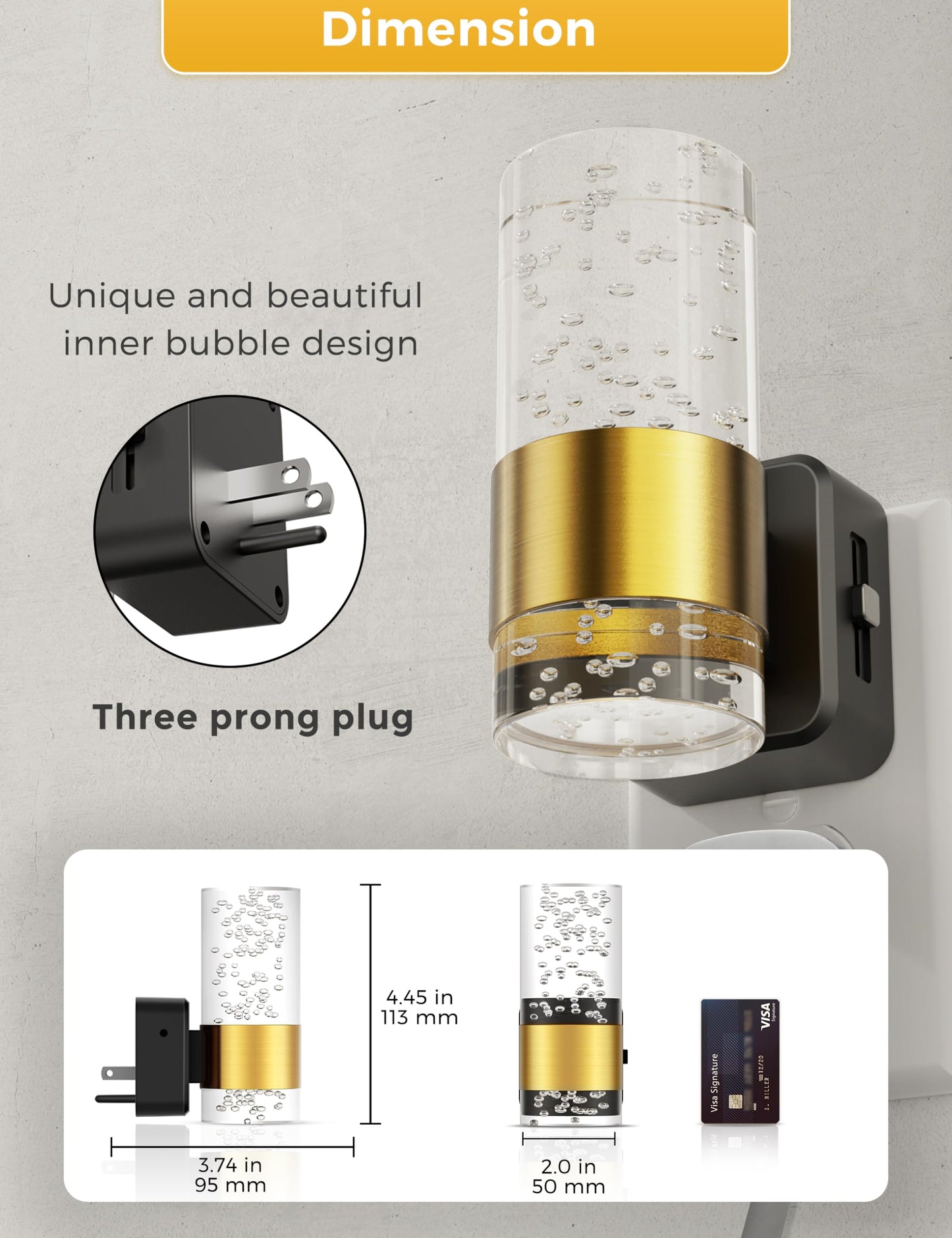 LOHAS Night Lights Plug into Wall, Soft Light LED Night Light with Adjustable Brightness, Plug in NightLight with Auto Light Sensor, Wall Sconce-Style Design Night Light for Bathroom,Hallway, 2 Pack