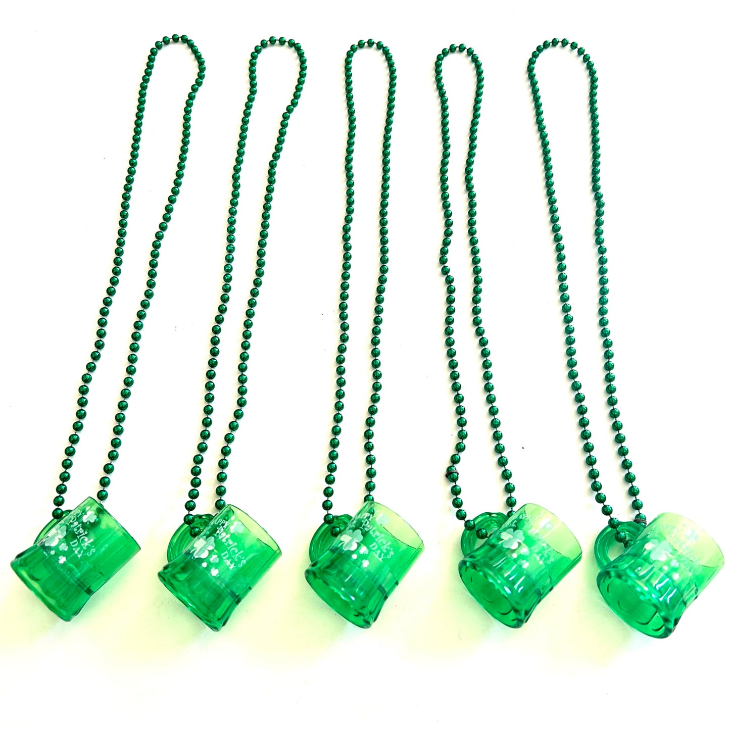 GZYSSL 28 Pcs St. Patrick's Day Shot Glass Beer Mug Beads Necklaces Green Irish Festival Shot Glass Beads Necklaces St. Patrick's Day Party Favors Accessories