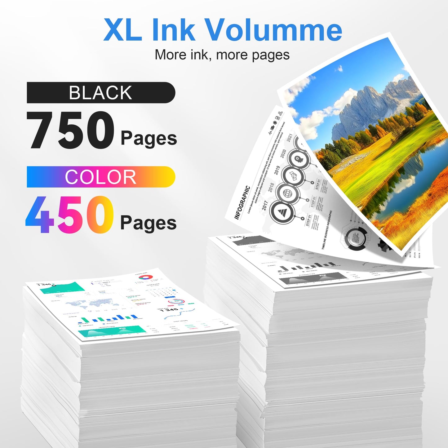 Remanufactured Ink Cartridges Replacement for HP 67XL Printer Ink for 2700 2700e 2755 2755e 4100 4100e 4155 4155e 6000 6055 6055e 6400 6455e 6458e Printer (1 Black 1 Tri-Color, 2Pack)