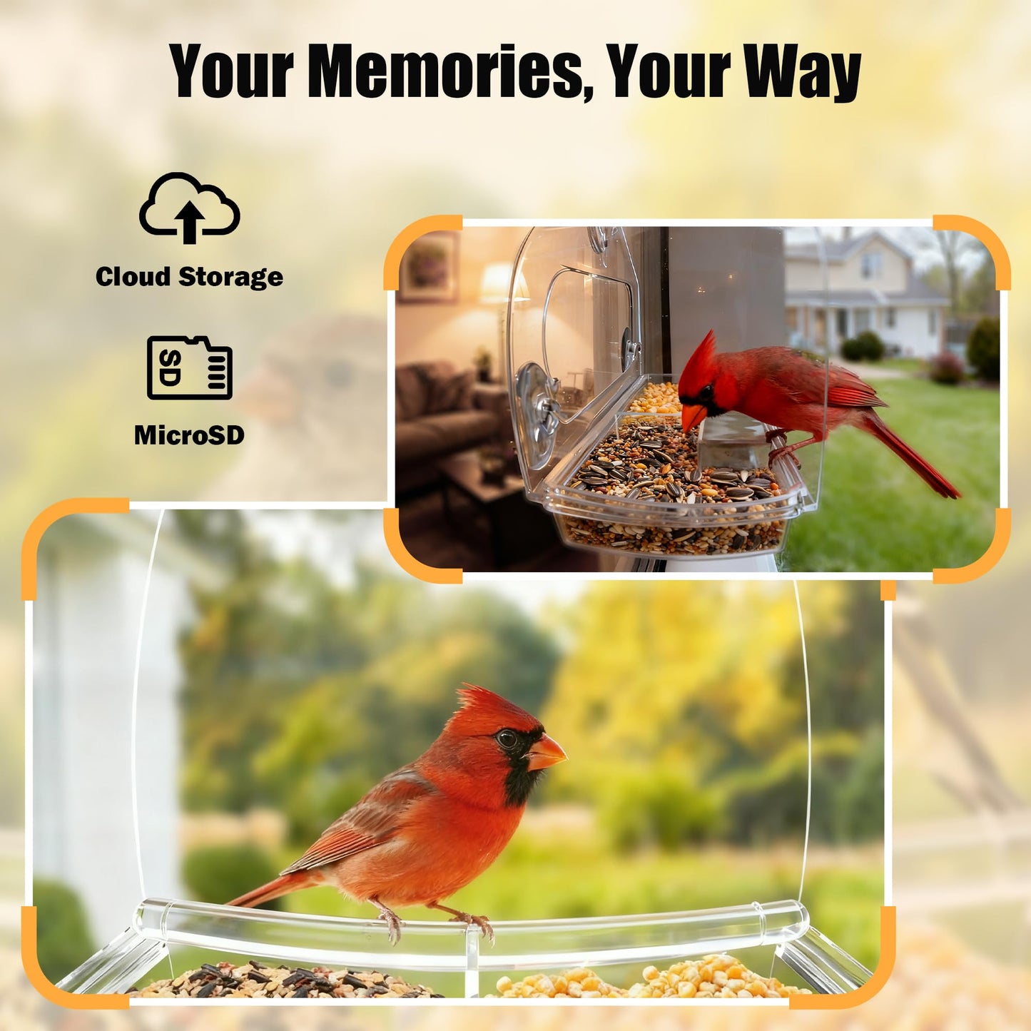Richbird Waterproof Smart Window Bird Feeder Camera with AI, All-Weather 2K HD Live View & Secure Suction Mount - The Ultimate Outdoor Gift for Bird Watchers