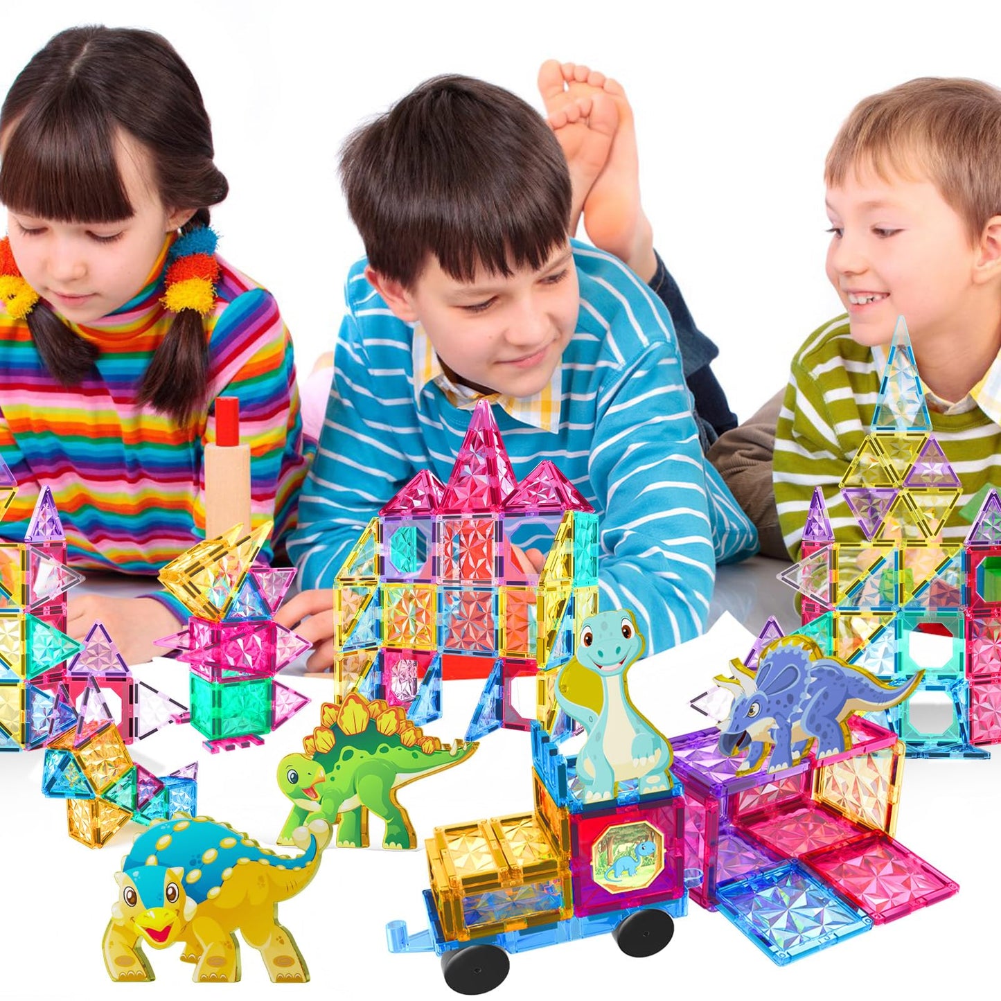 Jasonwell Magnetic Tiles Building Blocks Set for Boys Girls Preschool Educational Magnet Construction Kit Stacking STEM Toys Christmas Birthday Gifts for Kids Toddlers 3 4 5 6 7 8 9 10 + Year Old