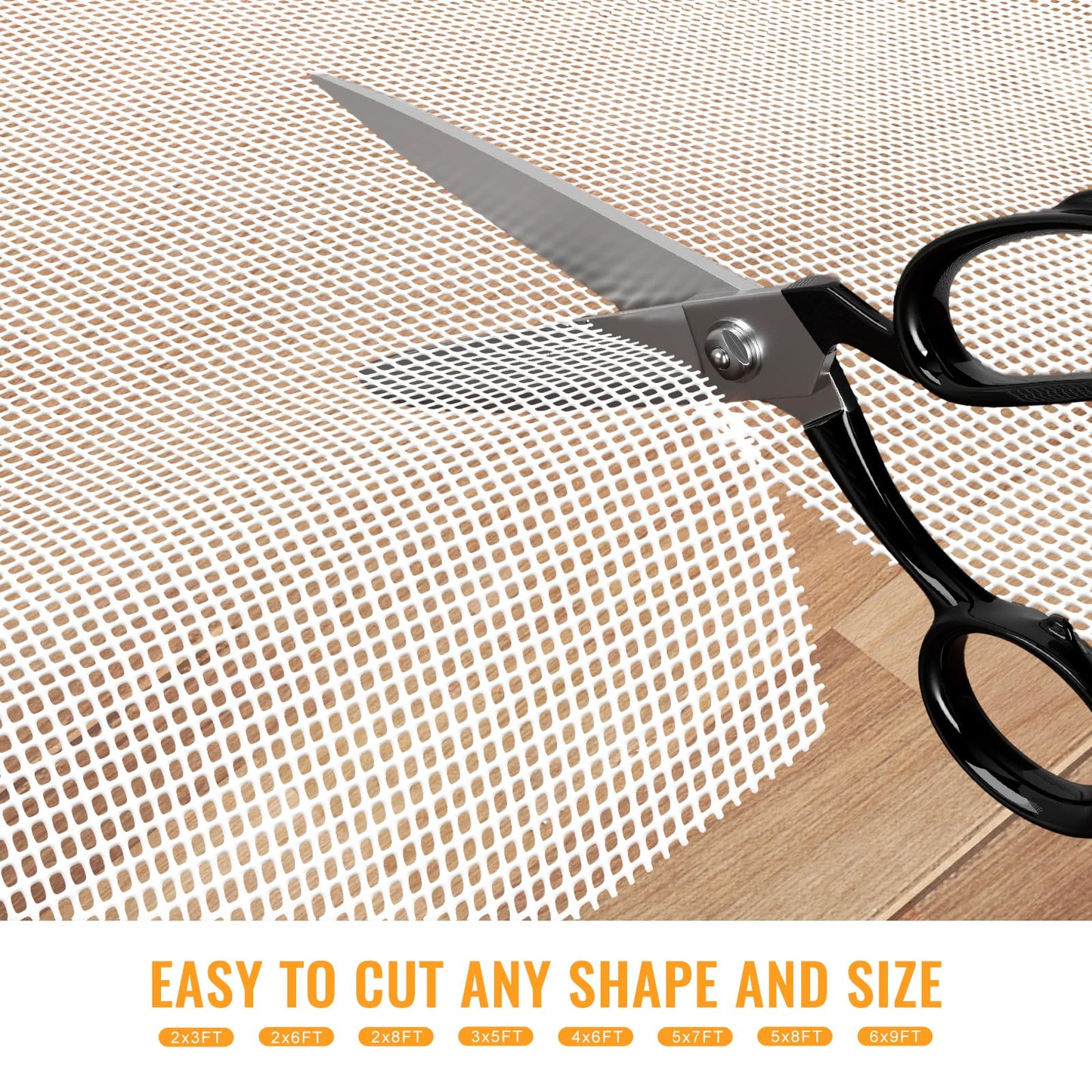 Silicone Non Slip Rug Pad, Anti Skid Thin Rug Gripper, Carpet underpad for Hardwood Surface Floors, Keep Area Rugs in Place - 6x9 Ft