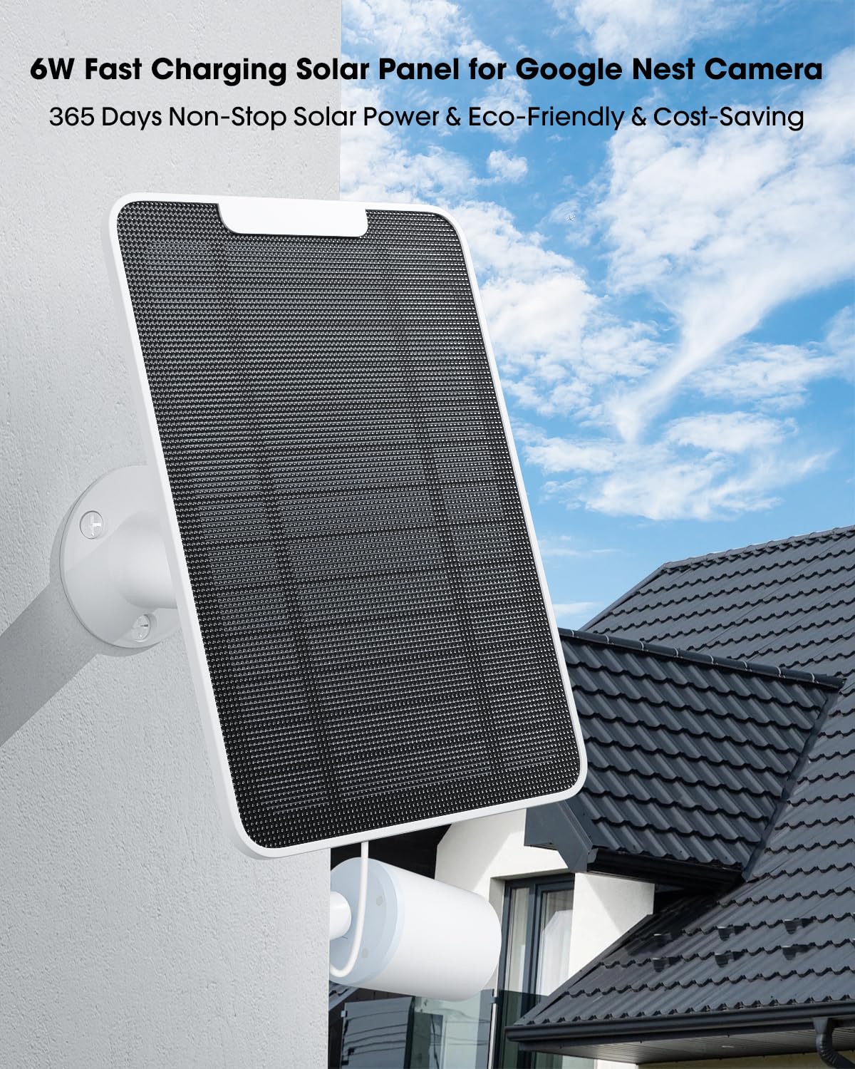 Solar Panel Charger Compatible with Google Nest Camera Outdoor & Indoor (Battery Version), Solar Power for Google Nest Cam, IP65 Weatherproof, with Secure Wall Mount & Screwdriver, 13ft Cable (3 Pack)
