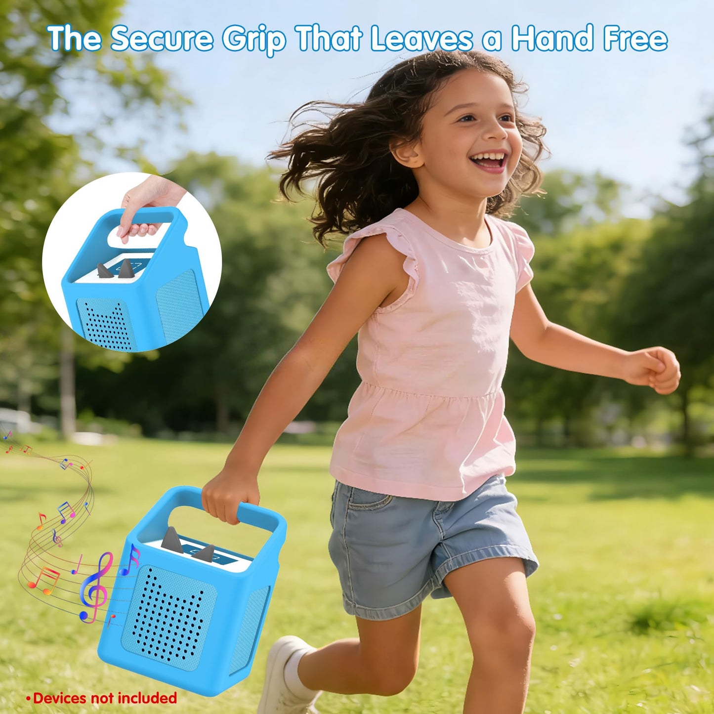 Silicone Case for Toniebox 1 Audio Player, Shockproof & Scratch-Resistant Portable Protective Cover Sleeve for Tonies Toniebox 1 Accessories with Carry Handle (Blue)