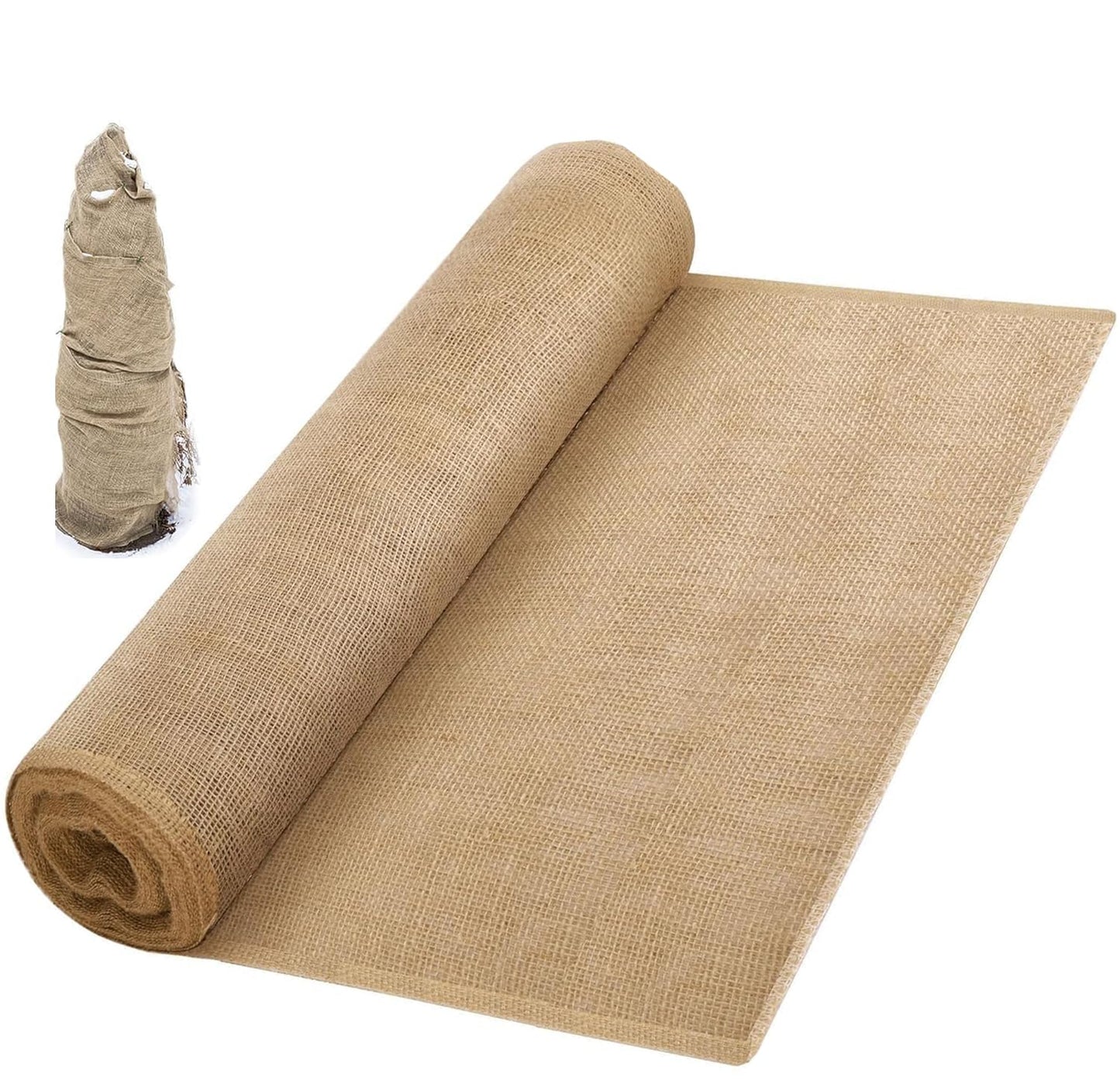 49Ft x 37.5in Fabric Burlap Tree Wrap Roll - Burlap Fabric Plants Cloth Cover - Natural Burlap Tree Trunk Protector Blanket for Winter Outdoor Garden Trees Shrubs Plants Frost Freeze Protection
