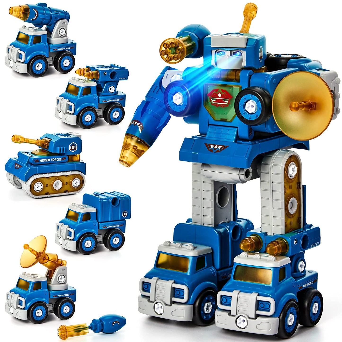hahaland 5 in 1 Take Apart Robot Toys - STEM Toy for 6-8, Kids Toys Gifts for 5 6 Year Old Boys Girls, Kids Robot Vehicles Cars Toy for Age 5+