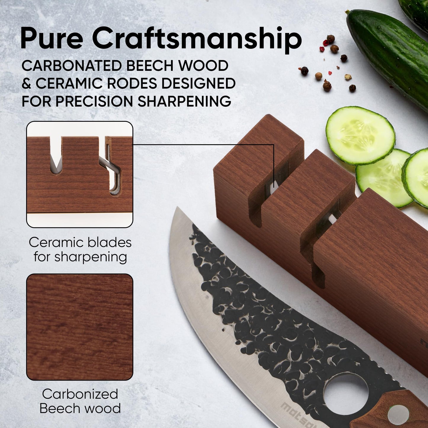 Matsato Knife Sharpener, Kitchen & Pocket Knife Blade Sharpener, Aiguiseur De Couteaux, Affuteur De Couteau, Chef & Kitchen Knives and Scissors Sharpening 7.09" x 1.97"