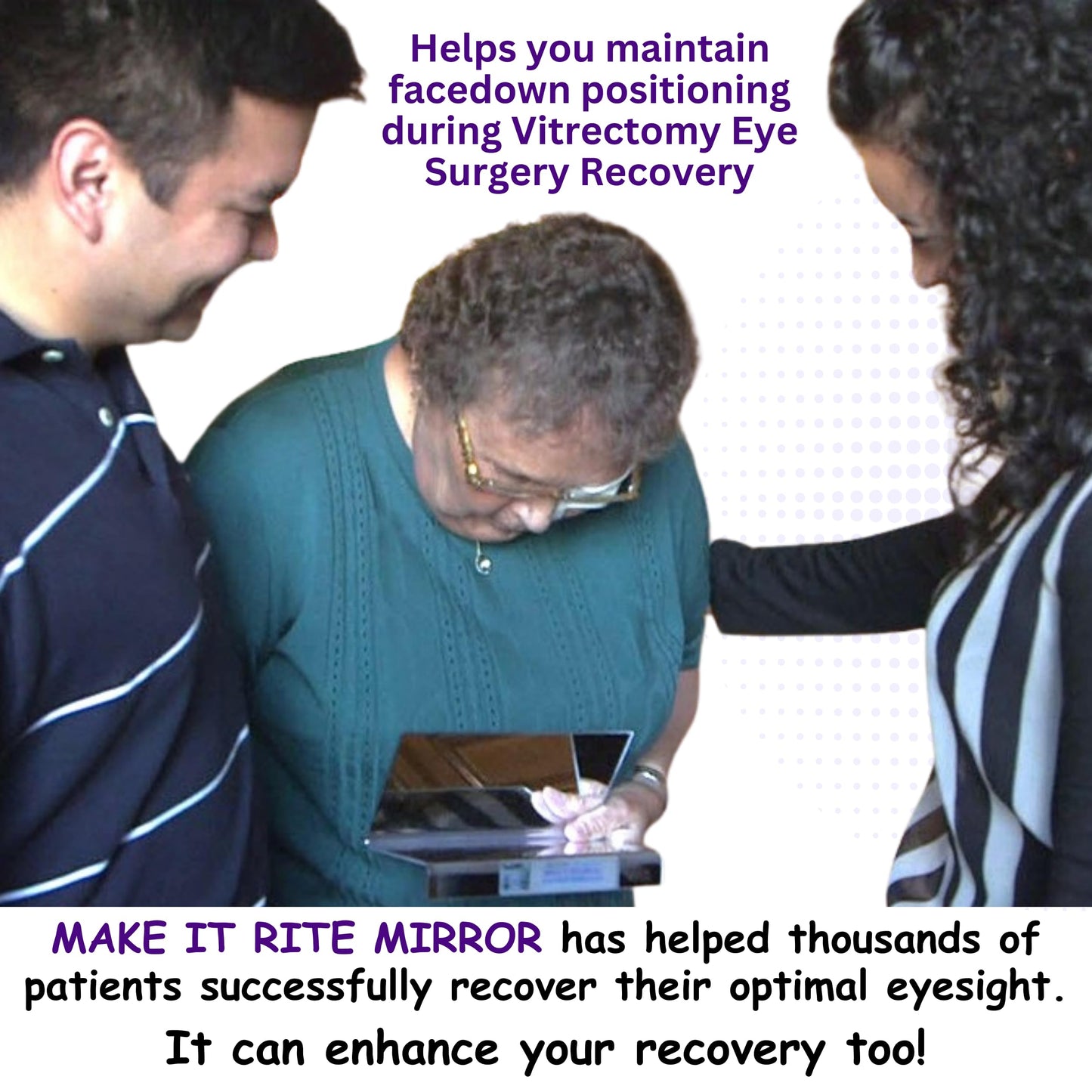 8" Rite Time 2-way Make It Rite Mirror for face down vitrectomy eye sight recovery (8" wide x 4" tall)