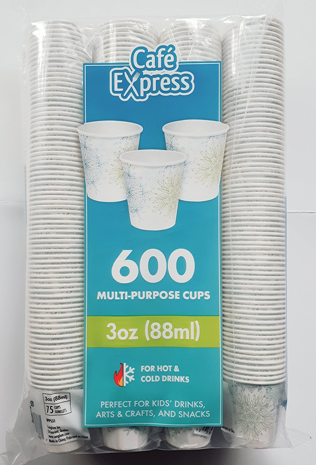 600 PCS. Café Express 3 oz.(88ml) Multi-Purpose Cups Paper Bath Cups, Multi-Use- 3 Ounce Bathroom cups, 600 PCS.