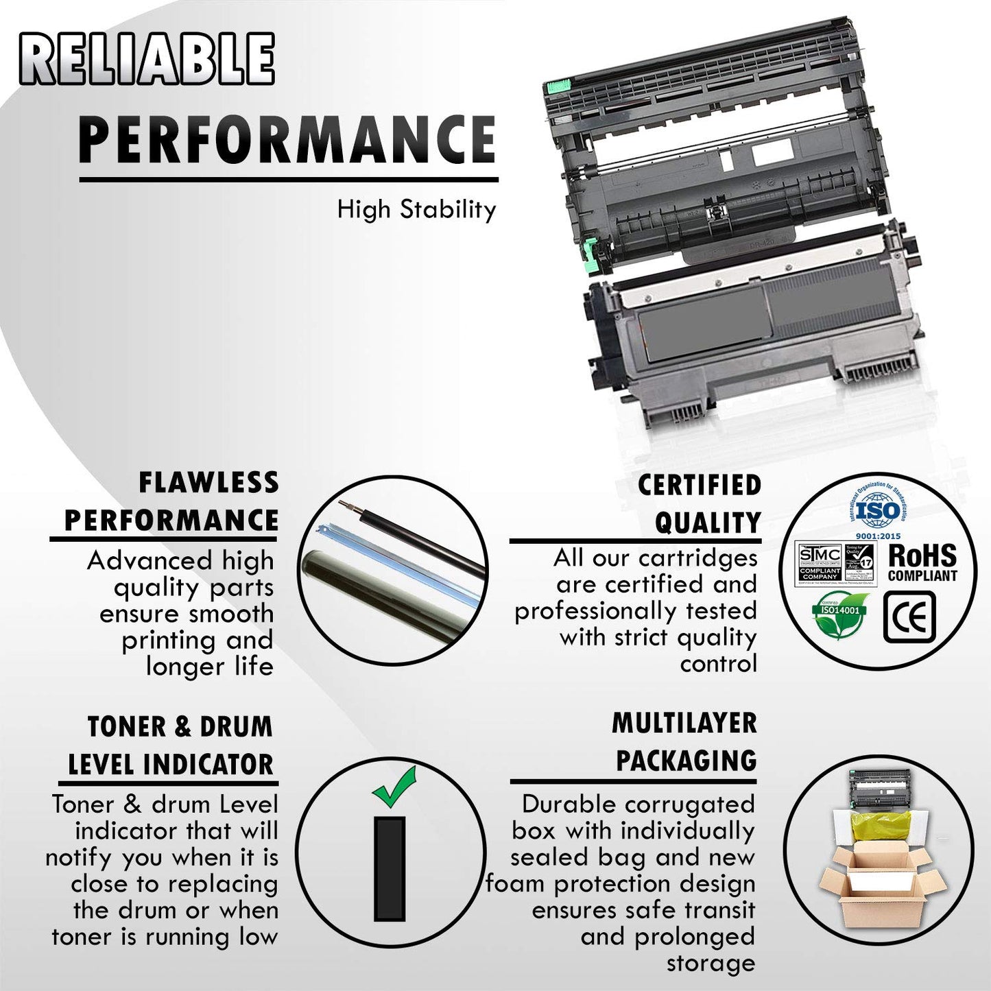 4PK-1 Inkfirst DR420 DR-420 Drum Unit + 3 TN450 TN-450 High Yield Toner Cartridges (3 Toner + 1 Drum) Compatible Replacement for Brother MFC-7360N MFC-7460DN MFC-7860DW HL-2220 HL-2230 HL-2240