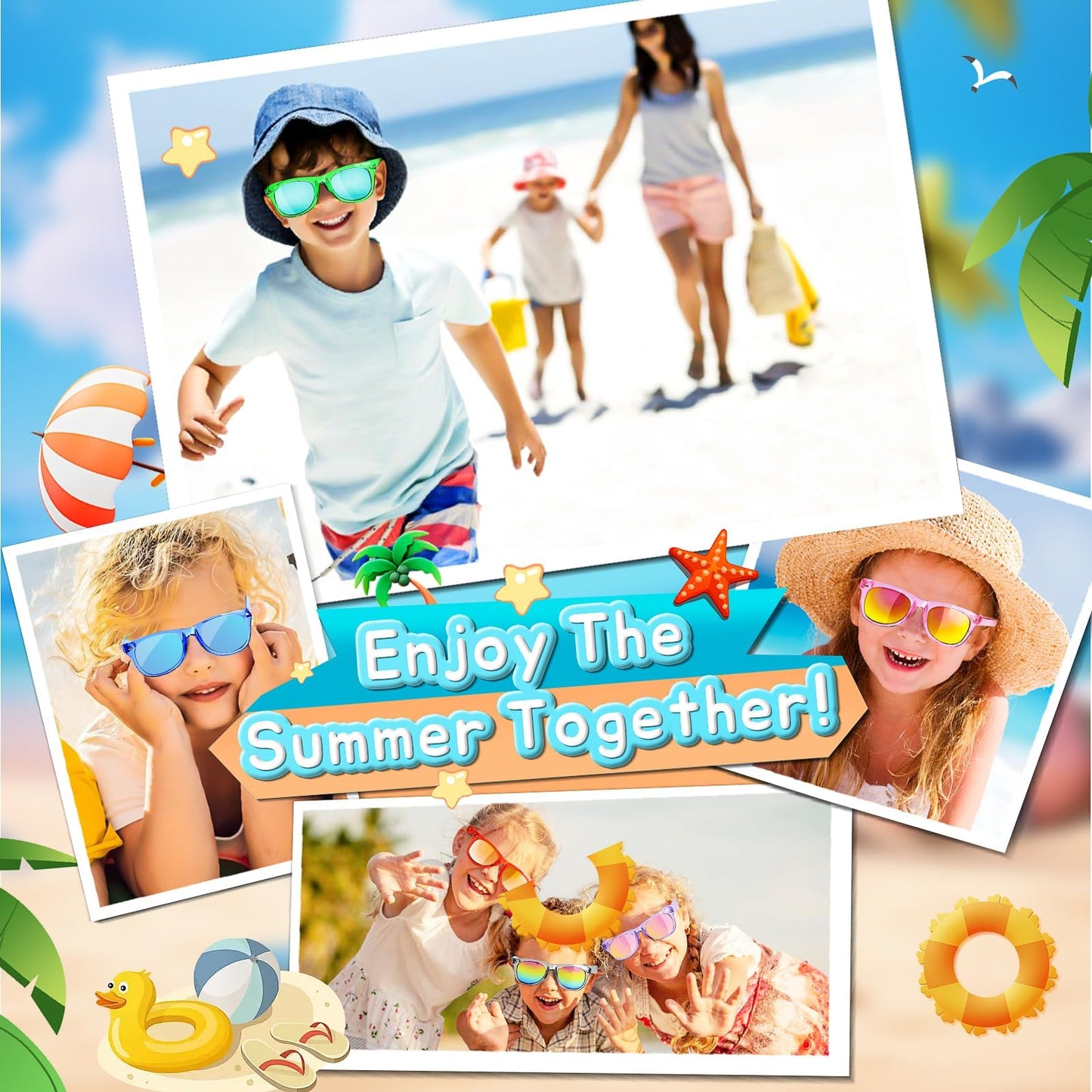 Kids Sunglasses Party Favors - Boys Girls Neon Sunglasses with UV400 Protection for Kids Goodie Bags Stuffers (32 Packs)