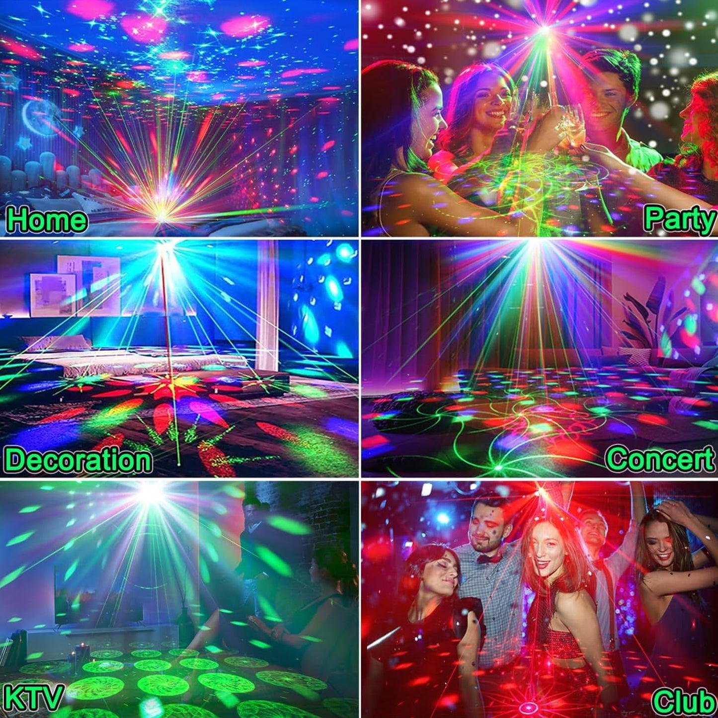 Disco Ball Lights, Party Lights, Dj Disco Lights Laser Light, Sound Activated Stage Strobe Projector with Remote Control for Pub Bar Birthday Christmas Wedding Home Party