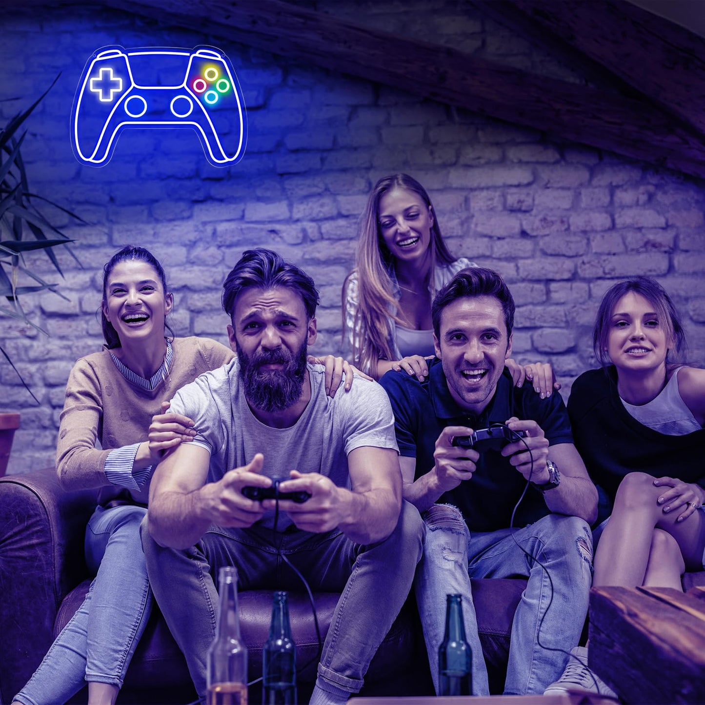 Ethereal Lomoer Gamer Neon Sign, Gamepad Shaped LED Sign for Room Decor, Gaming Boys Wall USB Powered Gifts Teens, Boys, Kids Blue