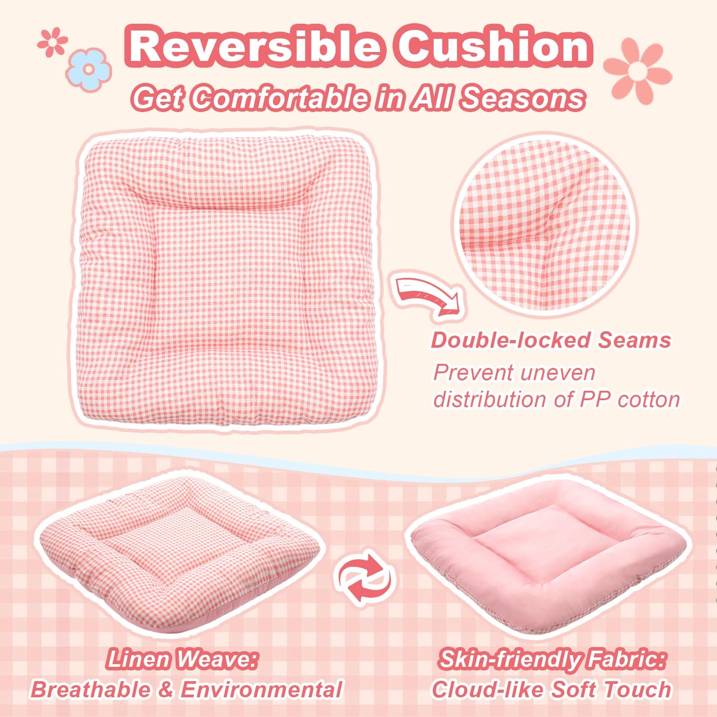 Jiupety Indoor Dog House with Frame, Cute Dog Tent Bed with Cover Cave, Breathable, Washable, and Foldable House, Suitable for 20-40 Lb, Large (25"×25"×25"), Pink