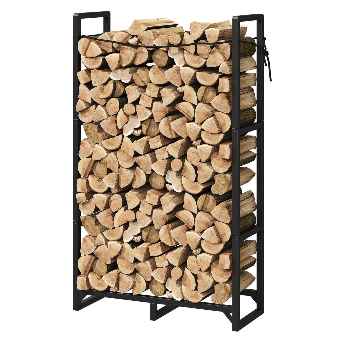 Wieghda Firewood Rack Stand 2.5ft Heavy Duty Logs Holder for Outdoor Indoor Fireplace Metal Wood Pile Storage Stacker Organizer