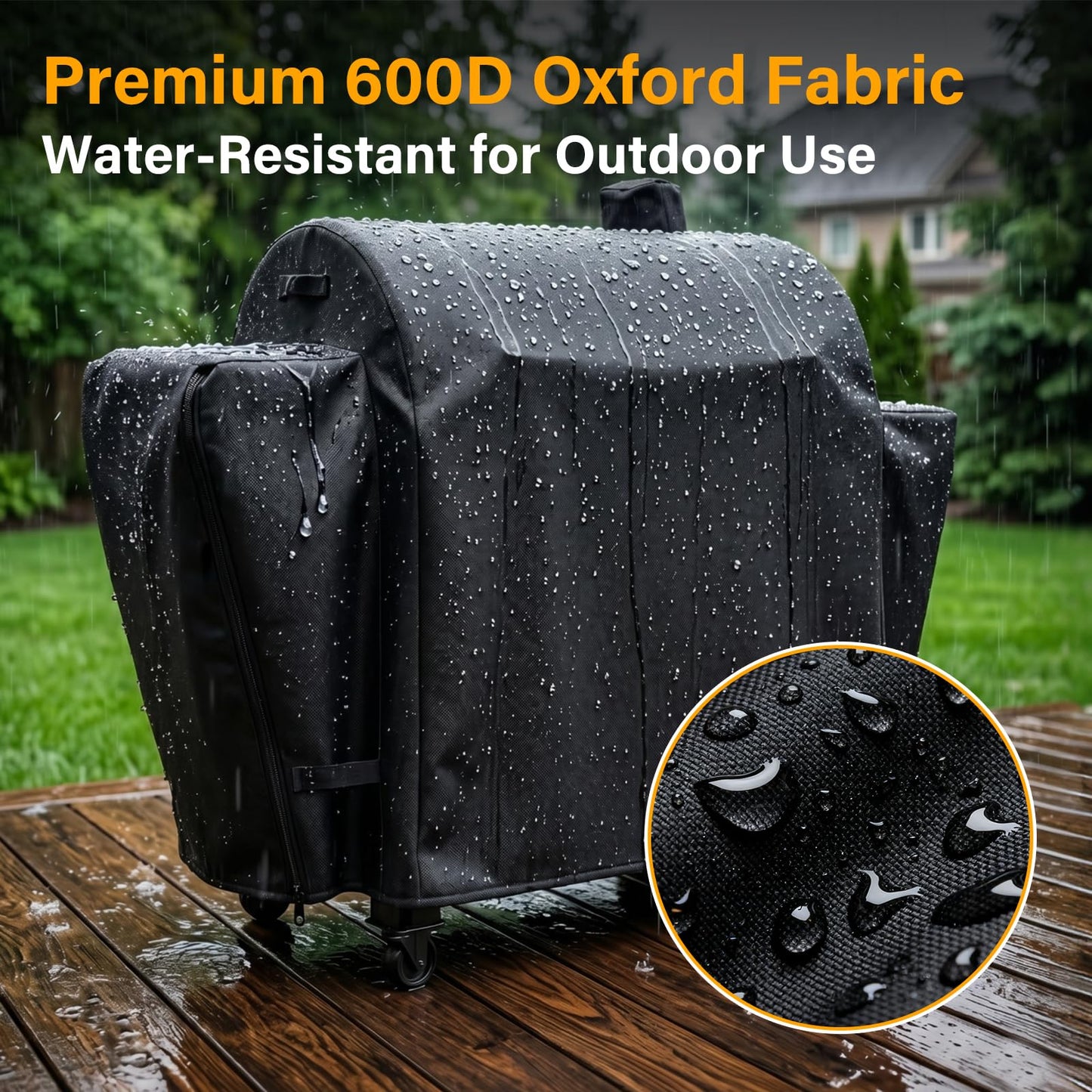 Hisencn Grill Cover for Pit Boss Pro Series Triple-Function Combo Grill PB1100PSC2, PB1100PSC1, Heavy-Duty Pellet Grill Smoker Cover for Pit Boss Sportman 1230 Pellet/Gas Combo Grill, Black, PB 67364