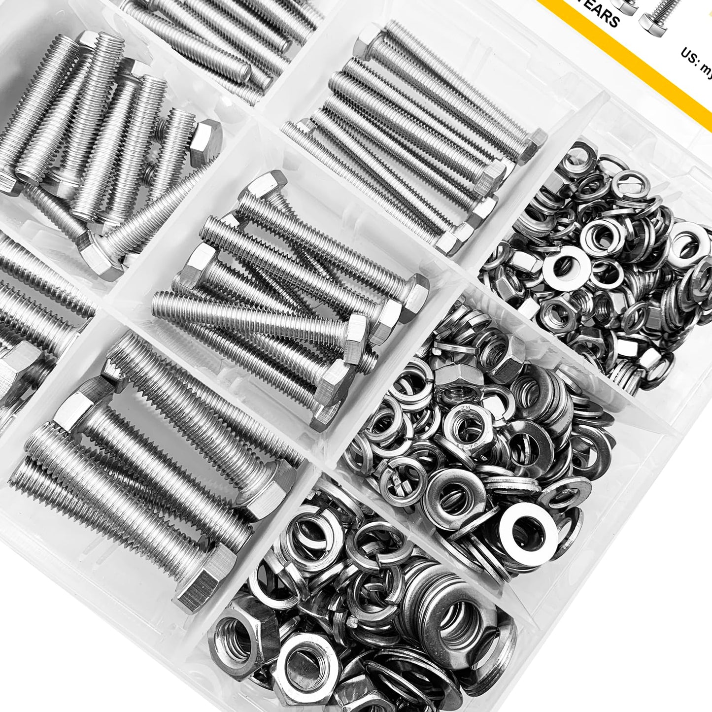 Mywish 448PCS M5 M6 M8 Bolt Screw Set, Metric Bolt Assortment, 304 Stainless Steel, Nut and Bolt Set Flat & Spring Washers, Hex Head Cap Screws Bolts and Nuts Kit, Fully Thread