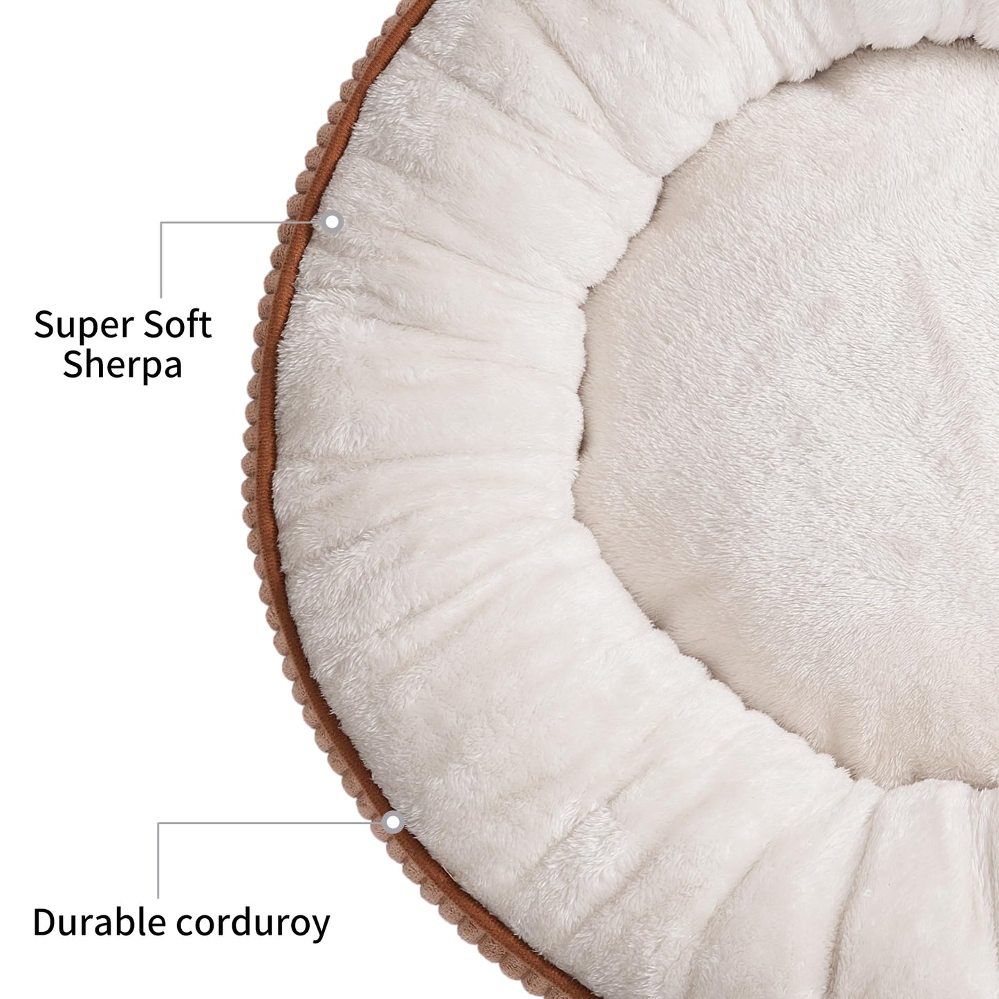 Bedfolks Donut Cat and Dog Bed,20 Inches Calming Round Dog Beds for Small Dogs,Washable Anti Anxiety Cuddler Puppy Bed with Non-Slip Bottom(Brown,XS)