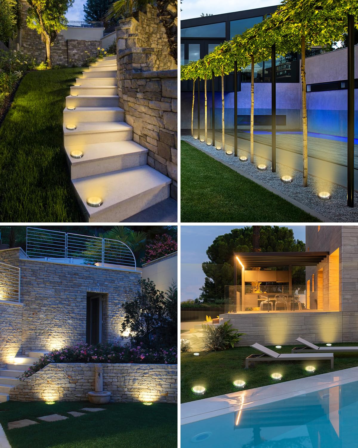 btfarm Solar Ground Lights, 10 Pack 8LED Solar Lights Outdoor Waterproof Garden, Pathway Lights Solar Powered in-Ground Lights, Disk Lights Landscape Lighting for Lawn Patio Yard Driveway, Warm White