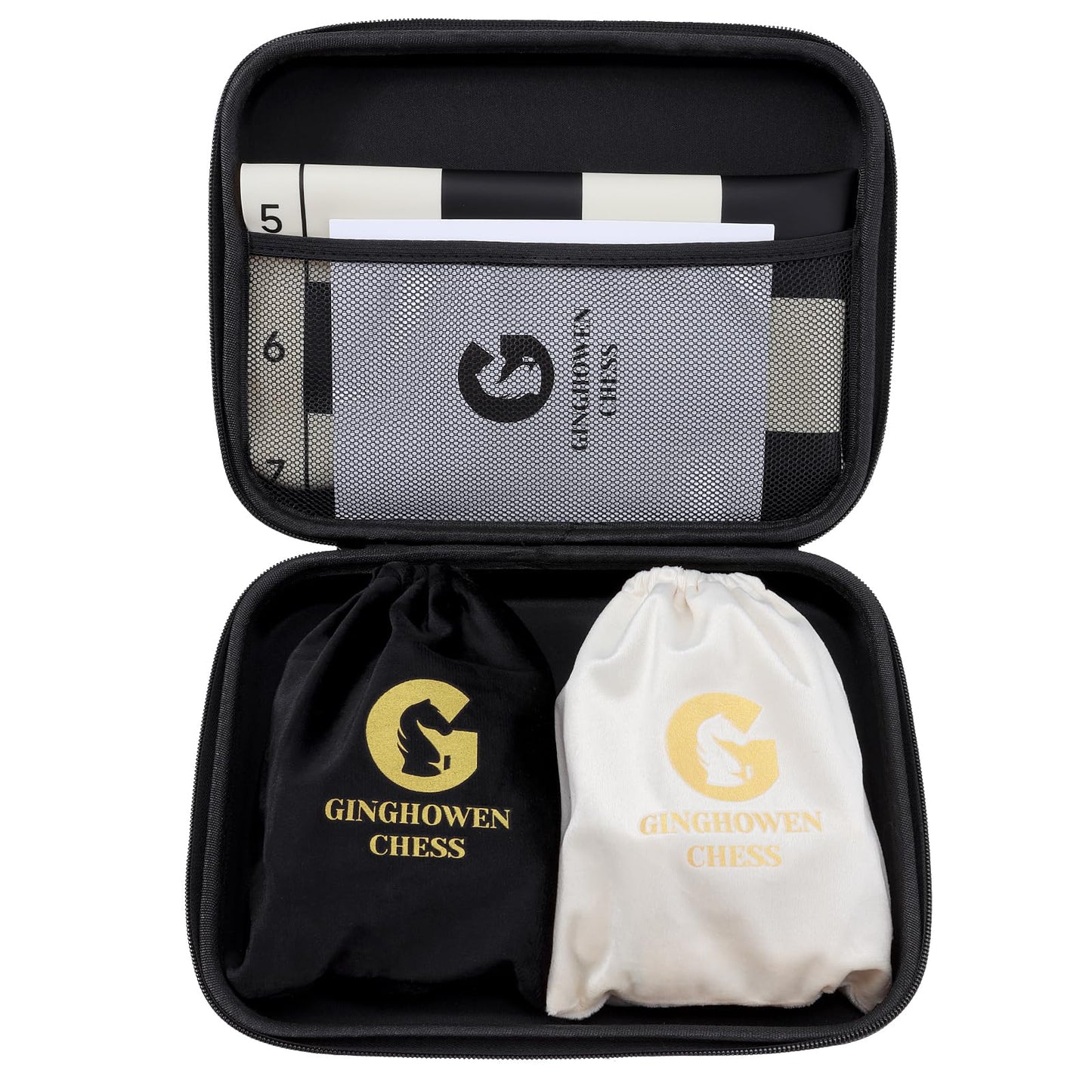 Chess - 20" Silicone Chess Board Set, 3.86" King Height Weighted Pieces with 2 Extra Queens, Foldable Chessboard Portable Travel Tournament Chess with Carrying Storage Bag