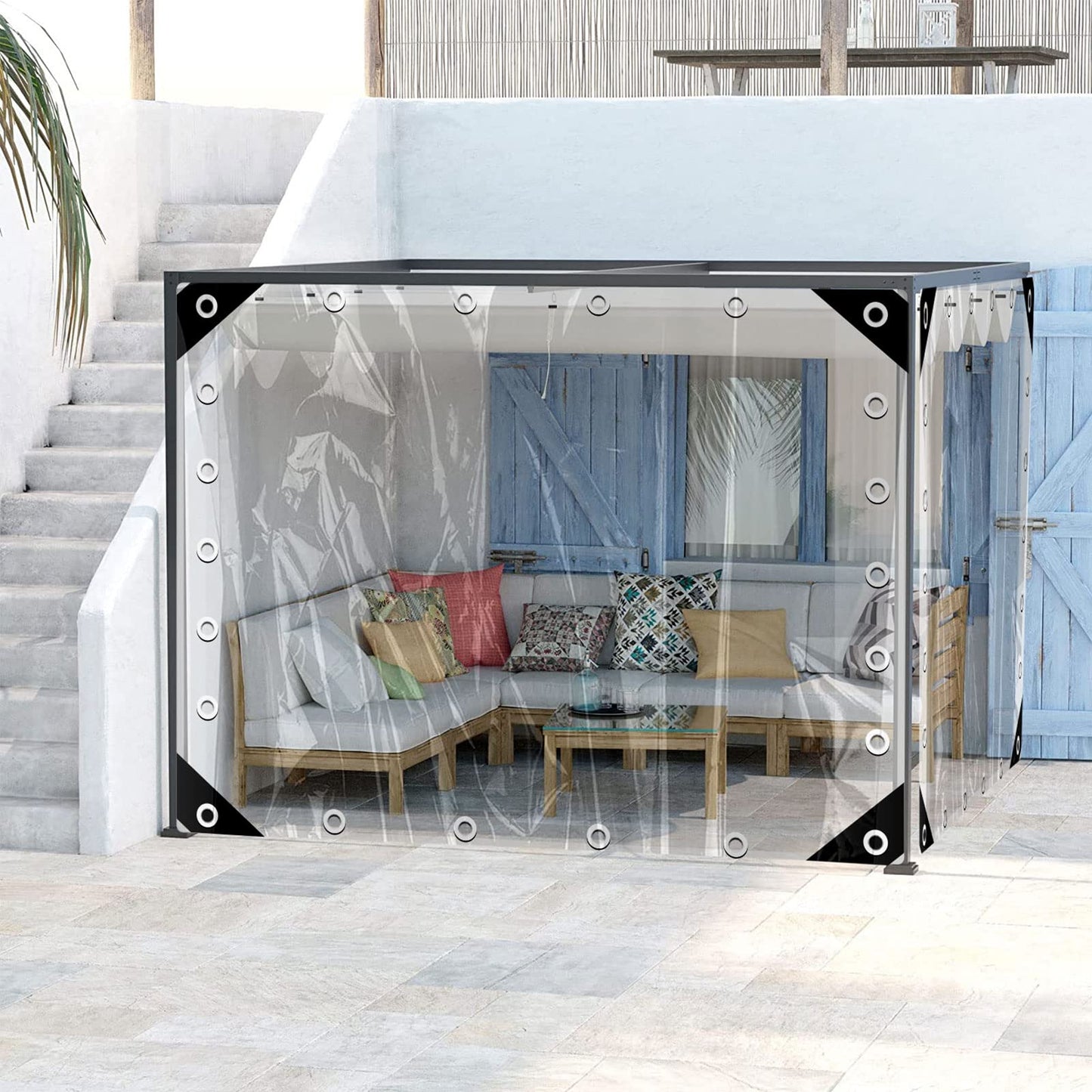 Clear Tarp Patio Enclosure Waterproof Heavy Duty PVC Curtains for Gazebos Transparent Outdoor Tarps Curtains for Porch, Deck, Balcony, Pergola 78.7" W x 78.7" L