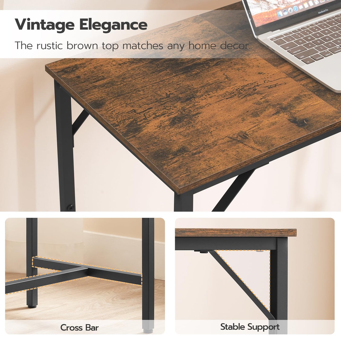 HOOBRO Bar Table with Charging Station, Rectangular Pub Table, High Top Coffee Table, Counter Bar Height Table, Narrow Long Dining Table, 35.4" L x 15.7" W x 35.6" H, Rustic Brown and Black BF90UBT01