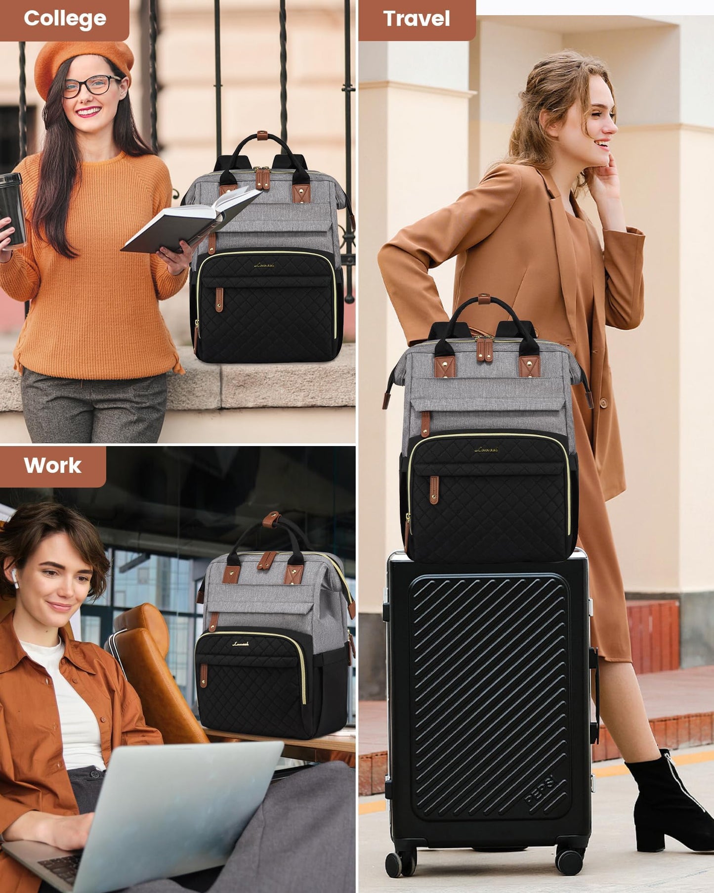 LOVEVOOK Laptop Backpack for Women, 15.6'' Waterproof Nurse Bag Teacher Work Backpack Purse for Women, Travel Computer Backpack for College Office Business Ladies