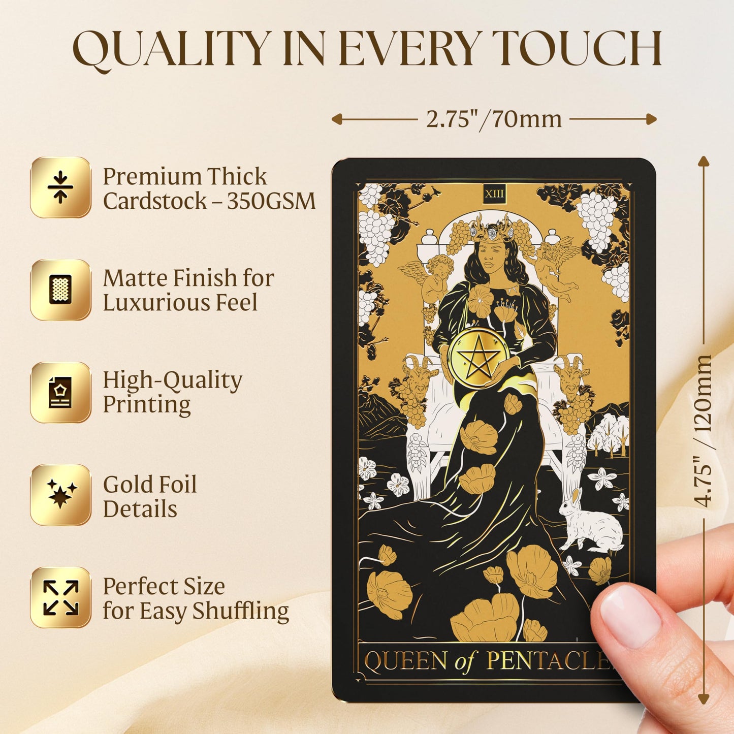 Tarot Cards with Guide Book - 78 Gold Tarot Cards for Beginners Tarot Deck Set - Classic Tarot Deck with Guidebook