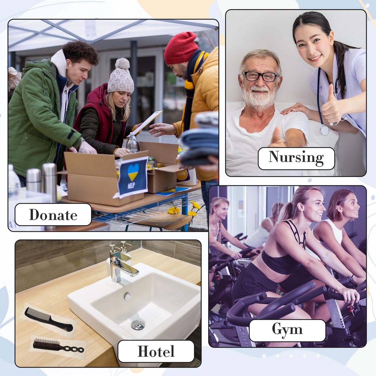 Baderke 200 Pcs Hair Brushes Bulk Combs Set for Homeless Individually Wrapped Bulk Brush Widen Combs for Curly Hair Suitable for Women Men Shelter Nursing Hotel Church Charity Supply(Black)