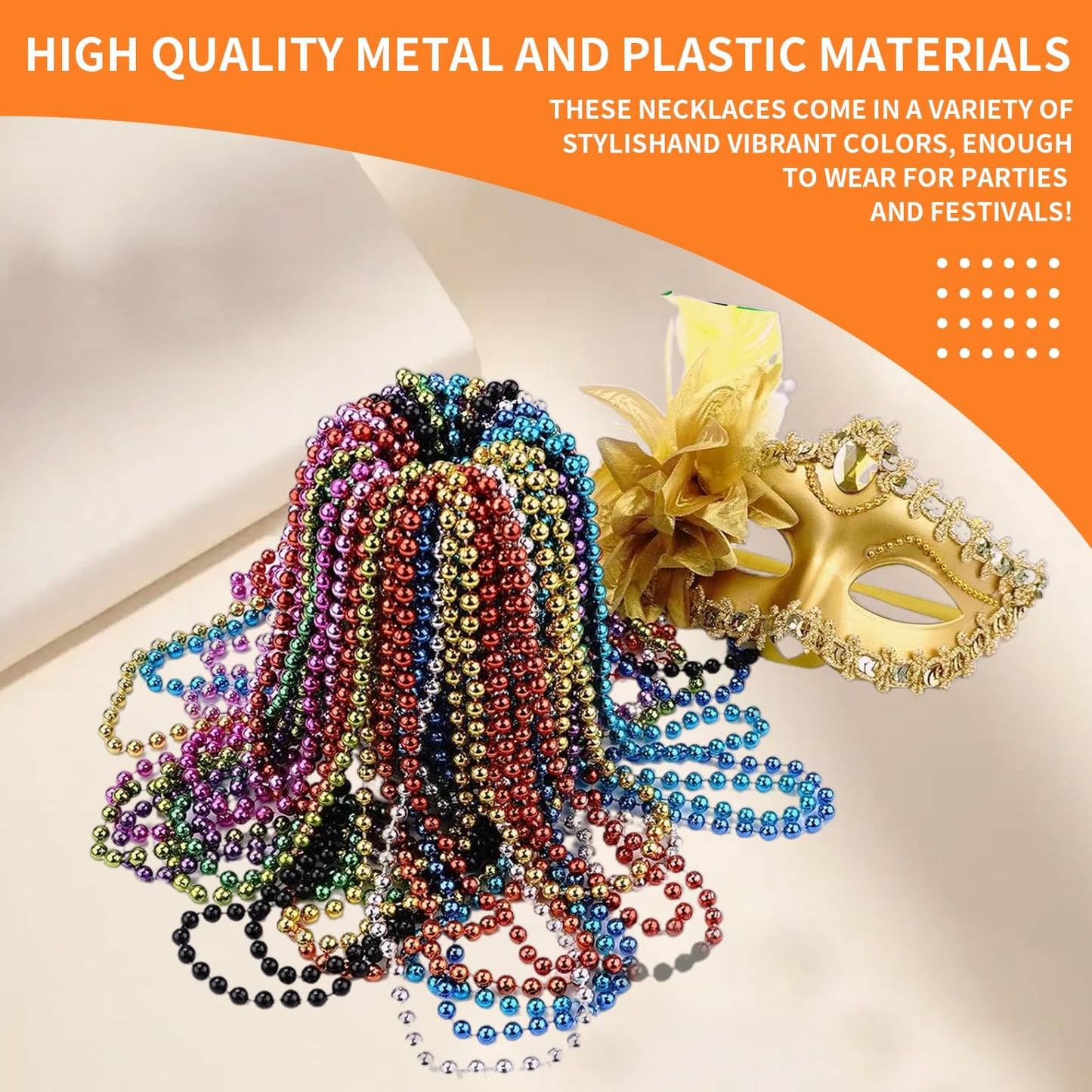 96 PCS Mardi Gras Beads, Metallic 12 Kinds of Bead Necklace Party Favors, 33" Mardi Gras Necklace Women Men Stuff, Festival Parade Throw Accessories for Wedding Birthday Celebrations Decorations