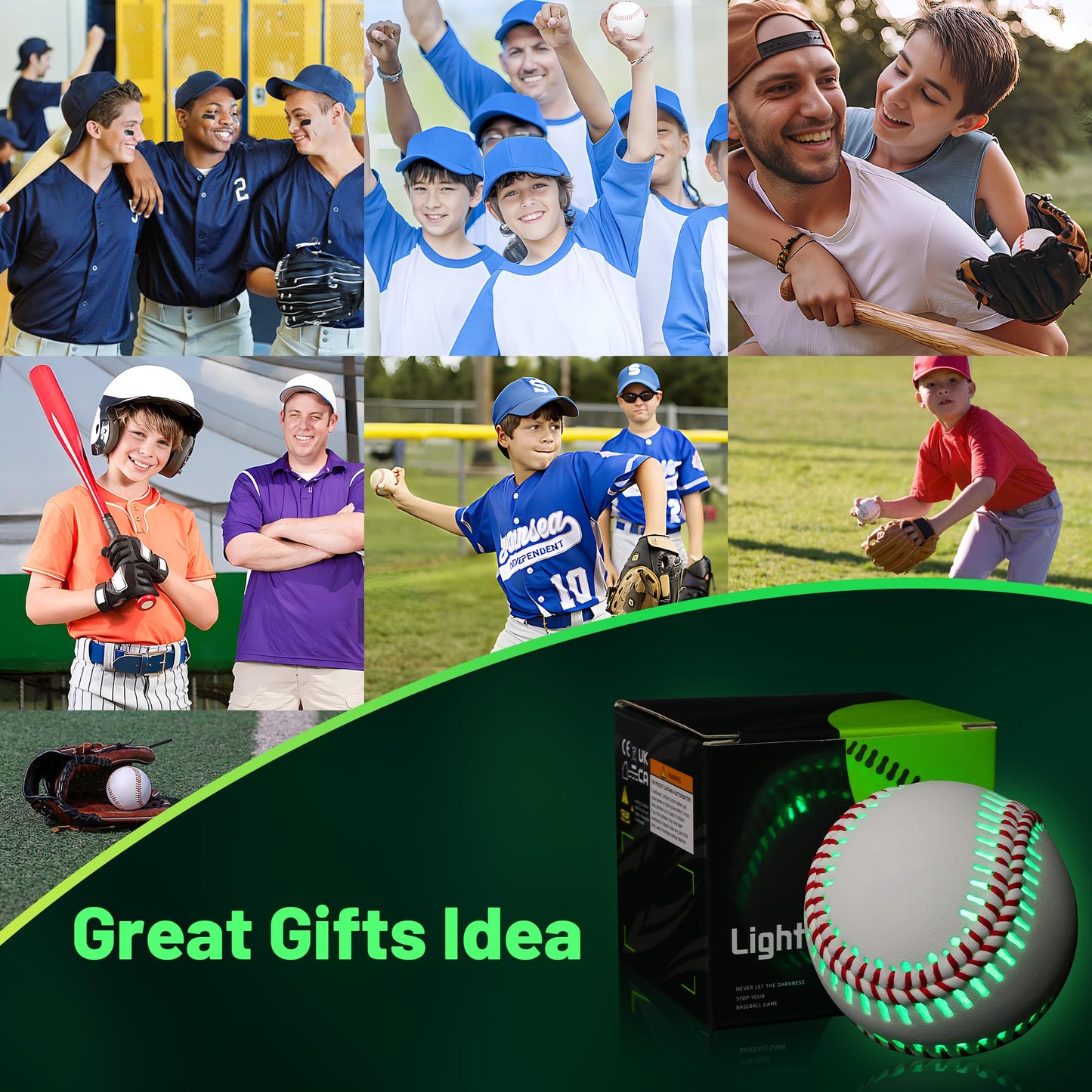 Light Up Baseball, Glow in The Dark Baseball for Boys Teens, Rechargeable Outside Baseball Game Accessories Toy with 7 Color Change, Ideal Gifts on Birthday Christmas Easter