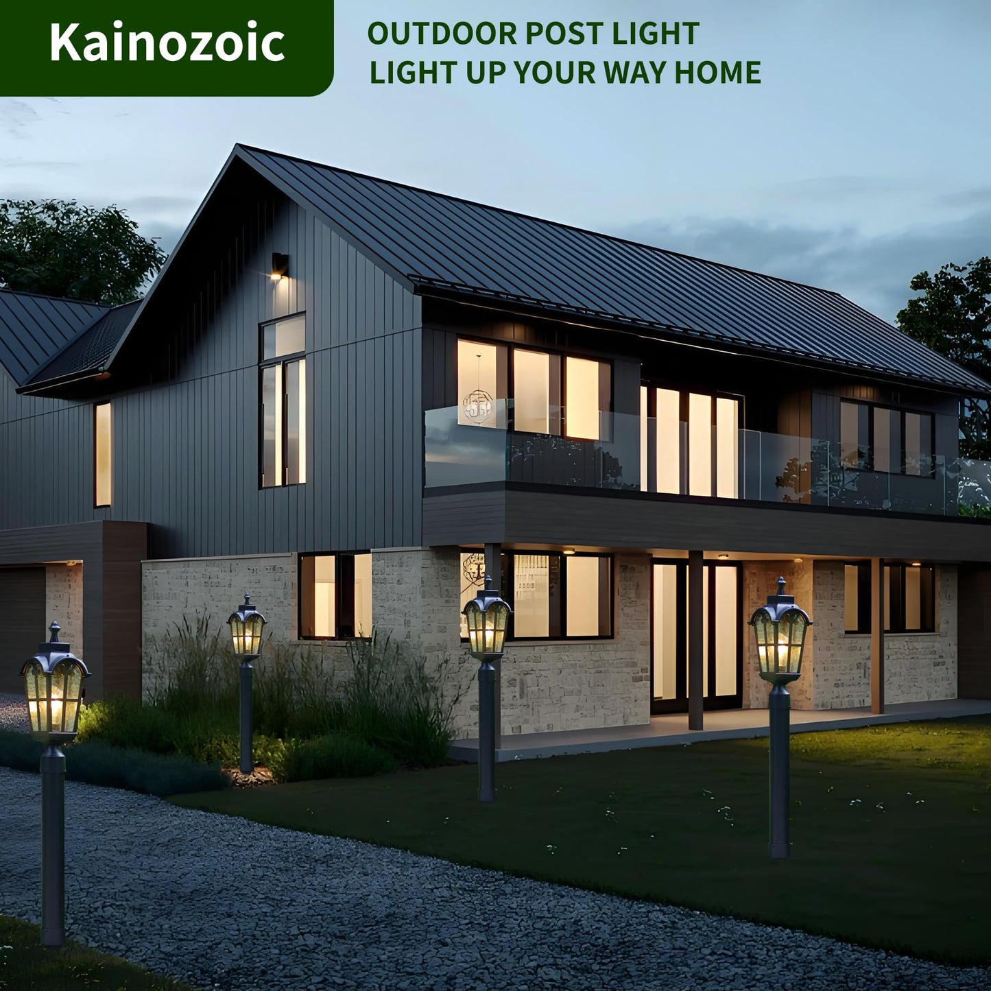 Outdoor Post Lights Fixture Anti-Rust Lamp Post Light Fixture Waterproof Exterior Pole Light Outside Pole Lighting for Yard Pathway Driveway Fence