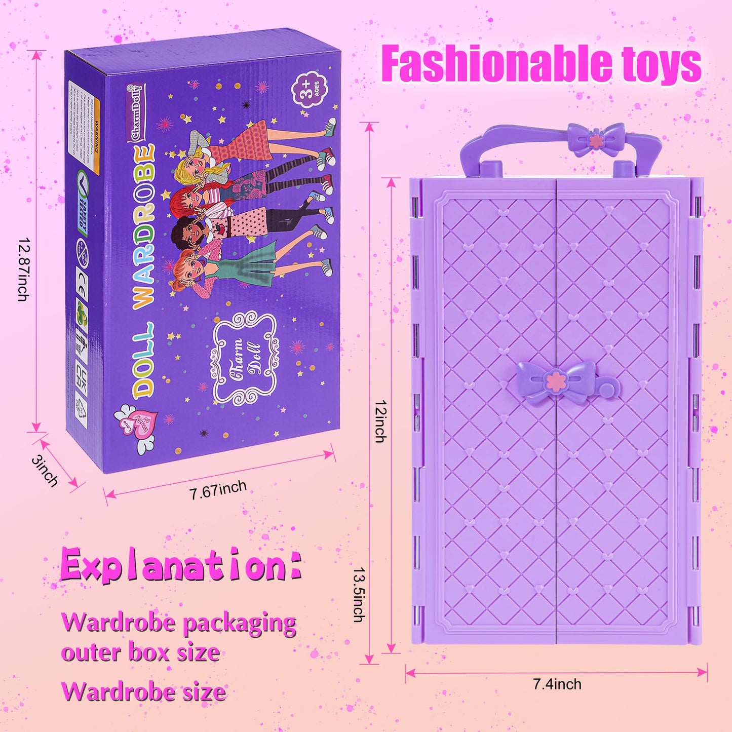 Doll and Accessories Doll with Closet Including-one 11.5 inch Girl Doll, 9 Looks, Rack Dress Shoes Hangers Necklace and Other Accessories
