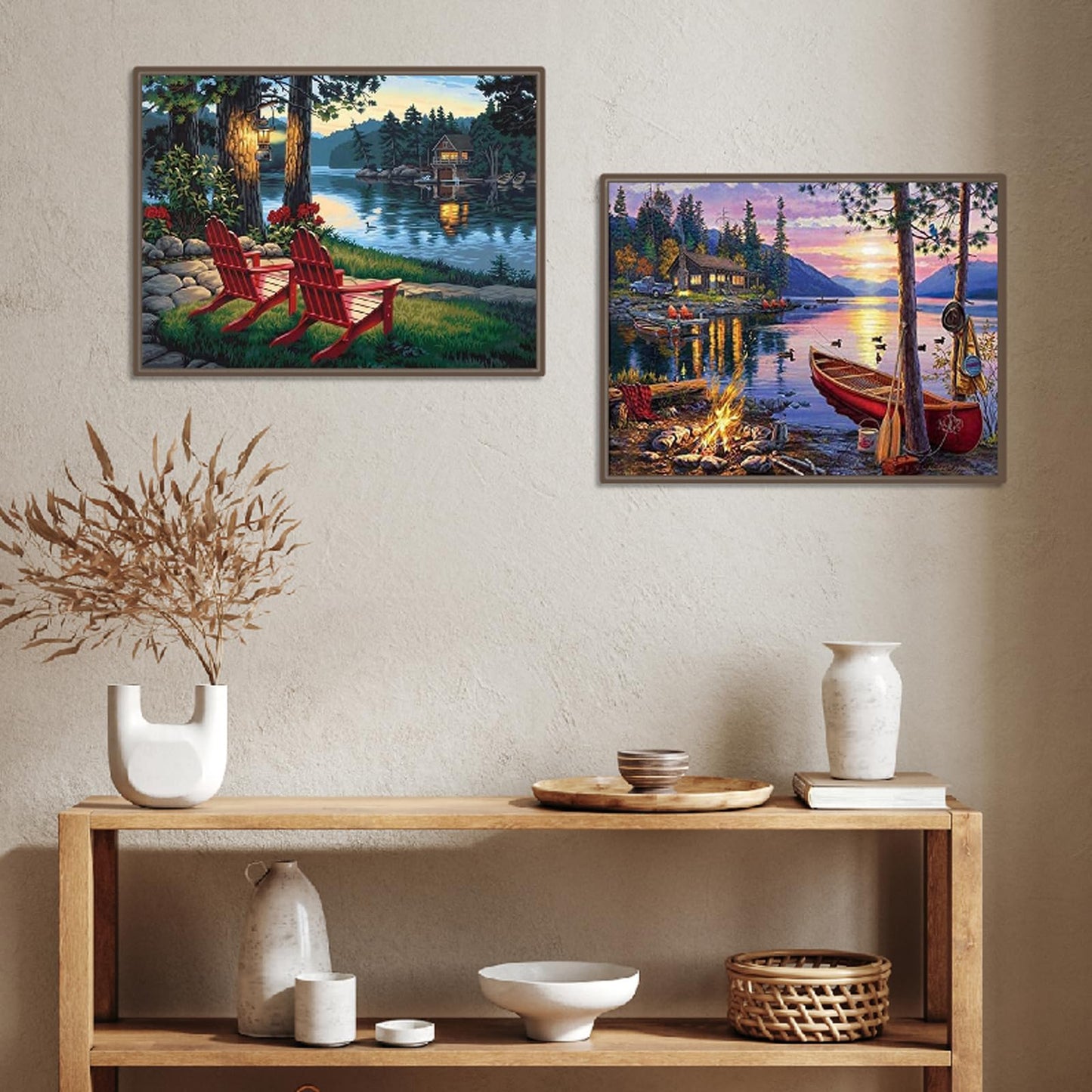 6 Pack Paint by Number for Adult Kits, JATOK 6 Sets Independent of Pigments DIY Landscape Oil Painting by Number Kits on Canvas for Adults Beginners for Home Wall Decoration 12 x 16in/30x40cm,Independent packaging Without Frames